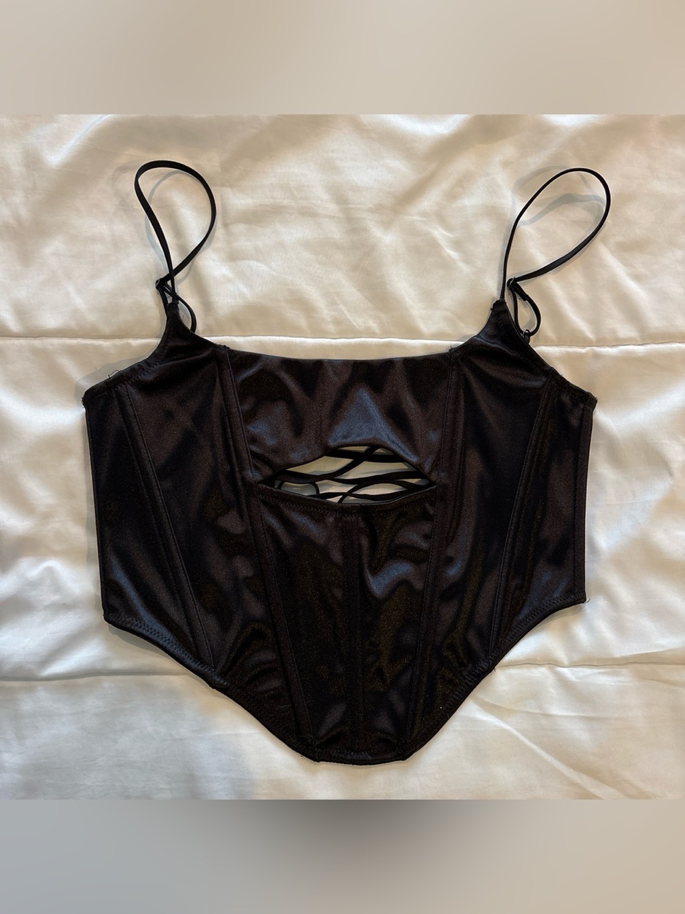 Urban Outfitters Black Adjustable Satin Corset To